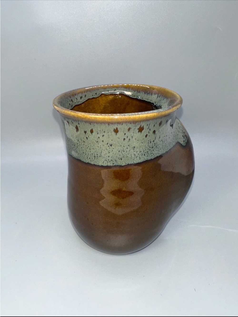 Hand Warming Drip Glaze Pottery Coffee Cup Mug - Neher Brown - Right Hand